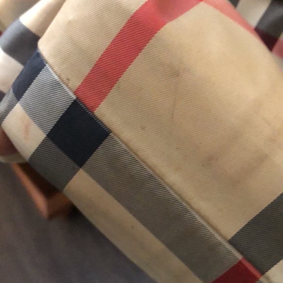 Burberry Authentic Nylon Leather Tote In Red w/ Black Buckleigh As-is condition - Picture 7 of 9